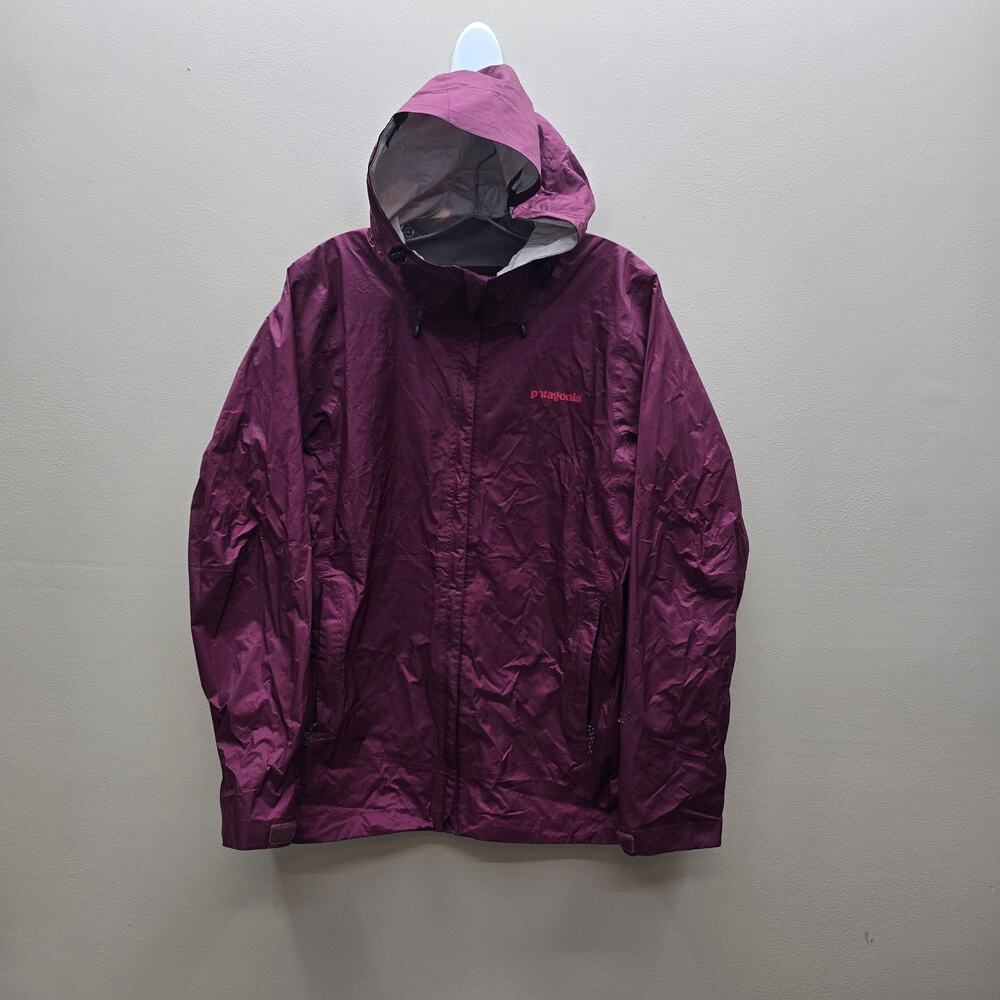Patagonia Full-Zip Hooded Rain Windbreaker Torrentshell Jacket Burgundy SZ Large